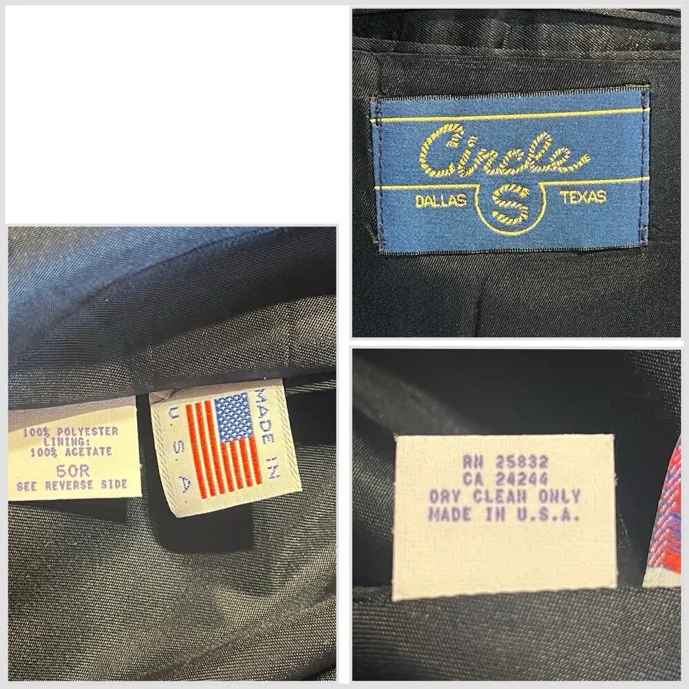 Circle S Dallas Texas 48R 43x29 Black Western Suit Ribbed Sheen Finish Rodeo - Picture 16 of 16
